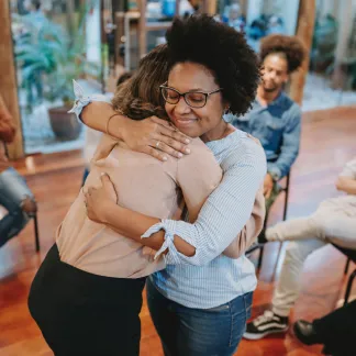 two women hugging