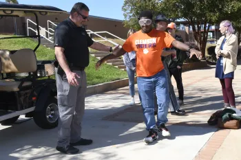 student during standard field sobriety test 