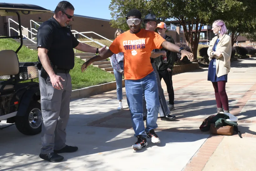 student during standard field sobriety test 